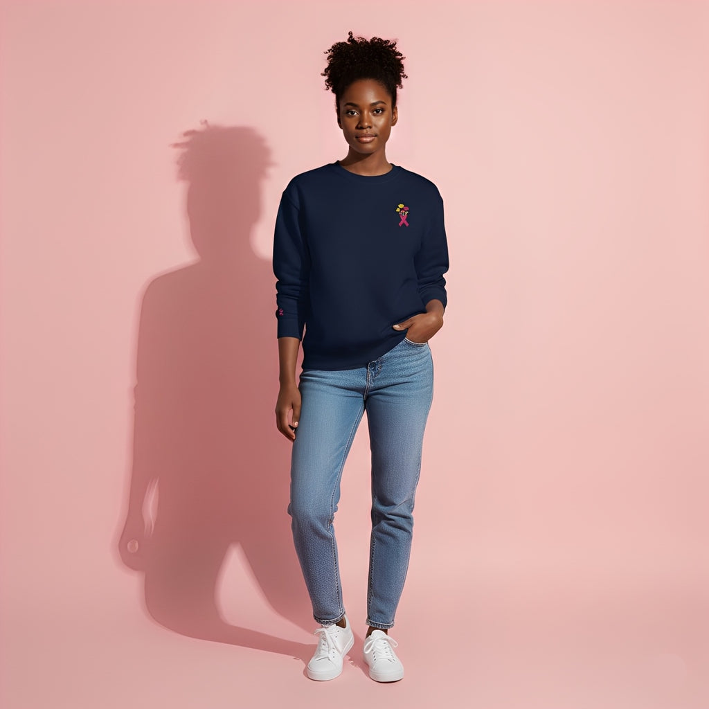 Women's Cotton Sweatshirt – Pink Floral Ribbon Edition – Pink October