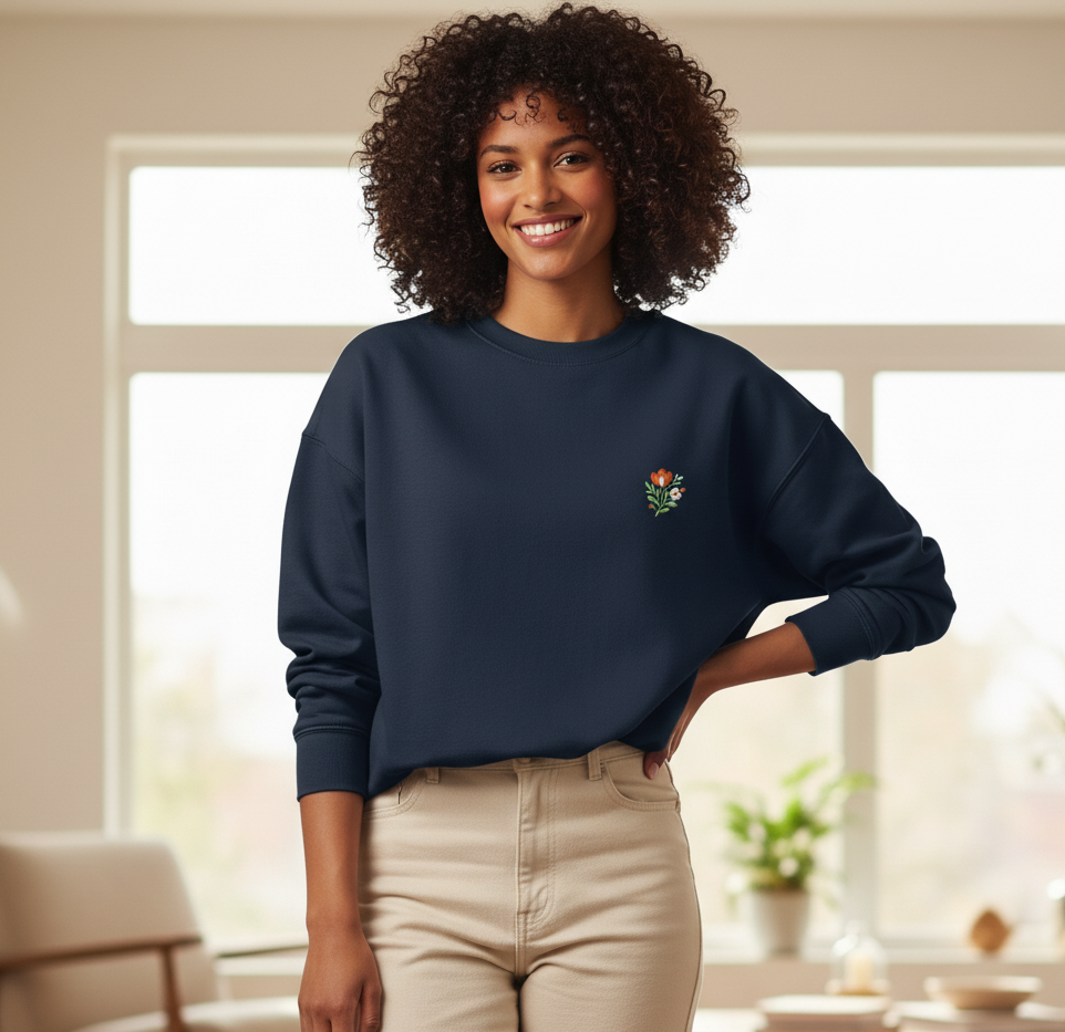 Sweat-shirt femme Coton biologique – Broderie Edition Flowers - KLYKSTORE